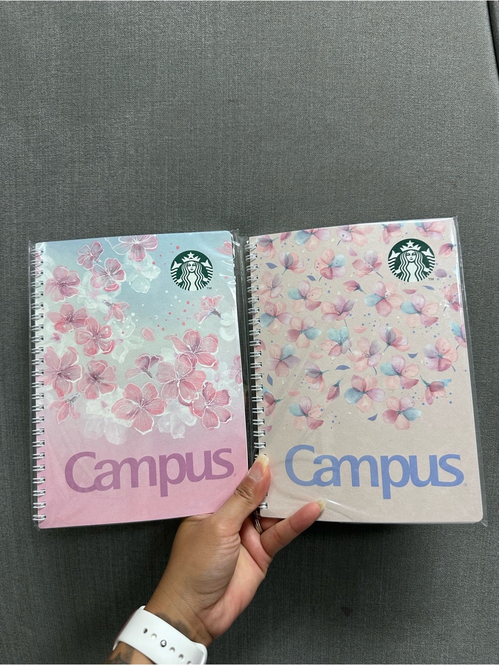 Starbucks Japan Pink Floral Campus Spiral Notebooks - Pastel Duo